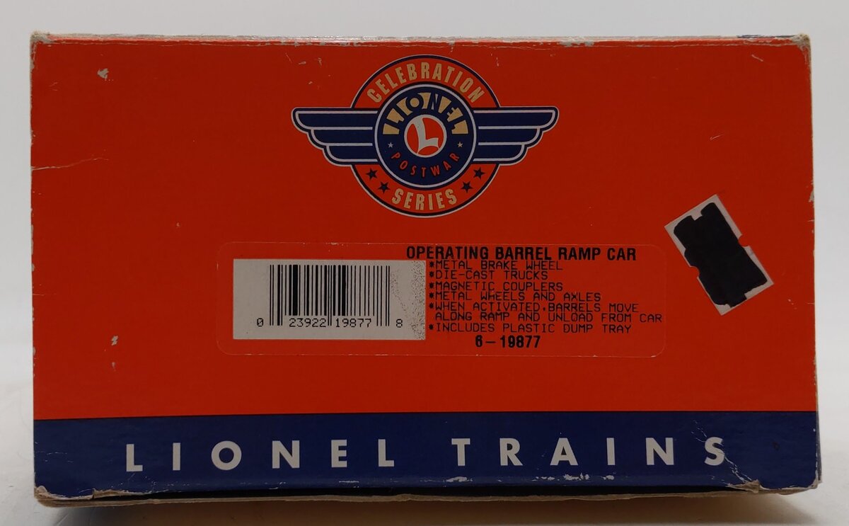 Lionel 6-19877 O AT&SF PWC Operating Barrel Ramp Car LN/Box