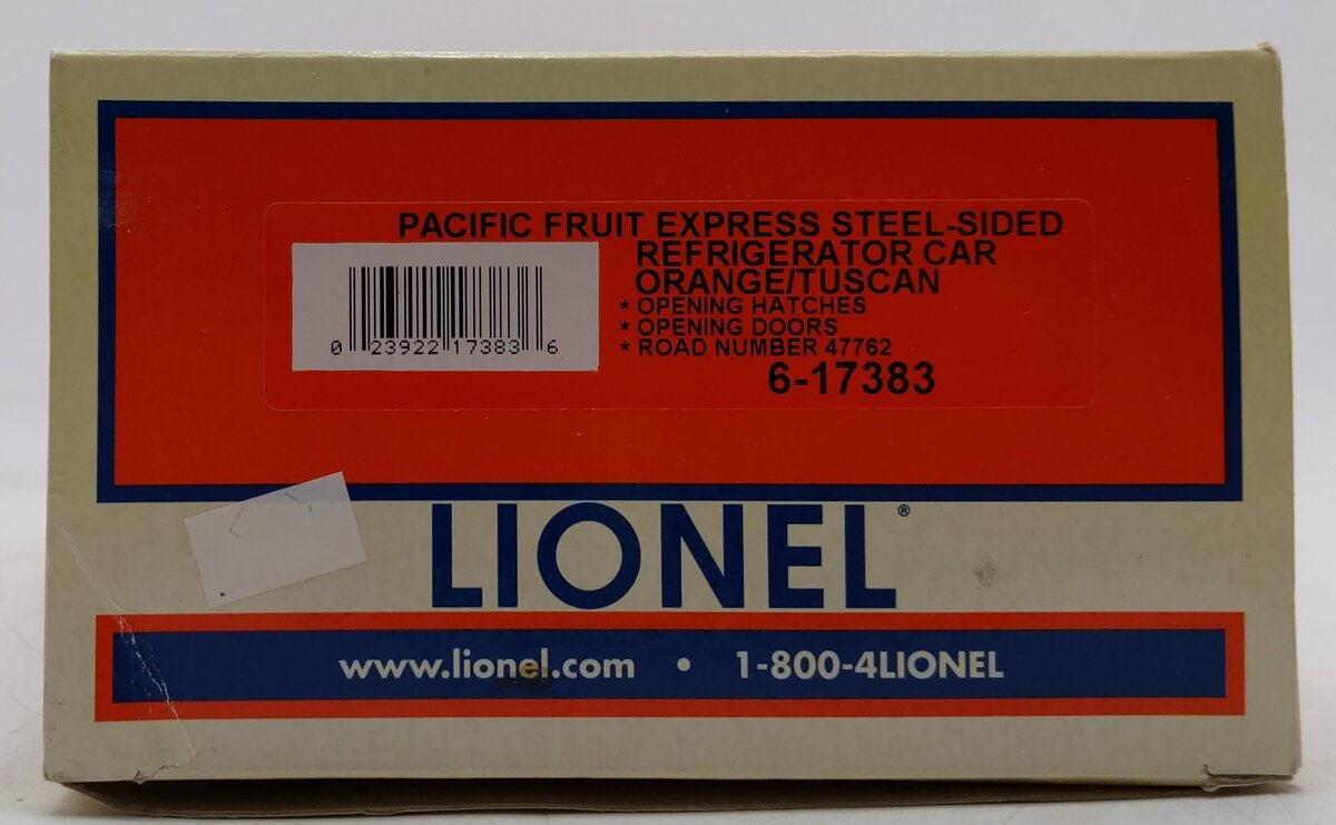 Lionel 6-17383 O Gauge Pacific Fruit Express Steel-Sided Refrigerator Car #47762 LN/Box