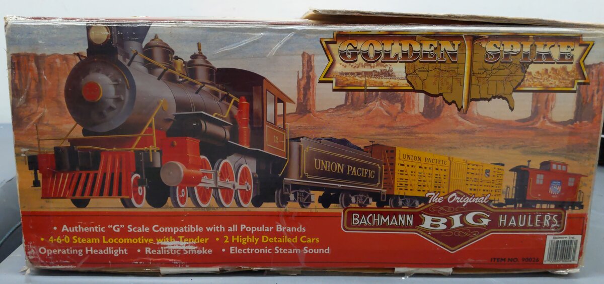 Bachmann 90026 Golden Spike G Gauge Steam Train Set EX/Box