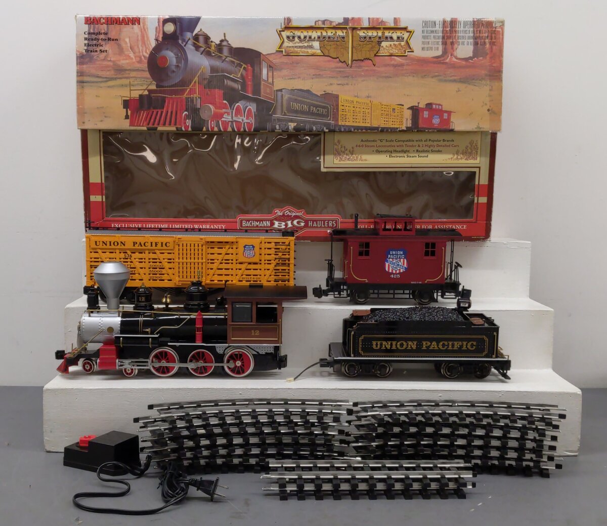 Bachmann 90026 Golden Spike G Gauge Steam Train Set EX/Box