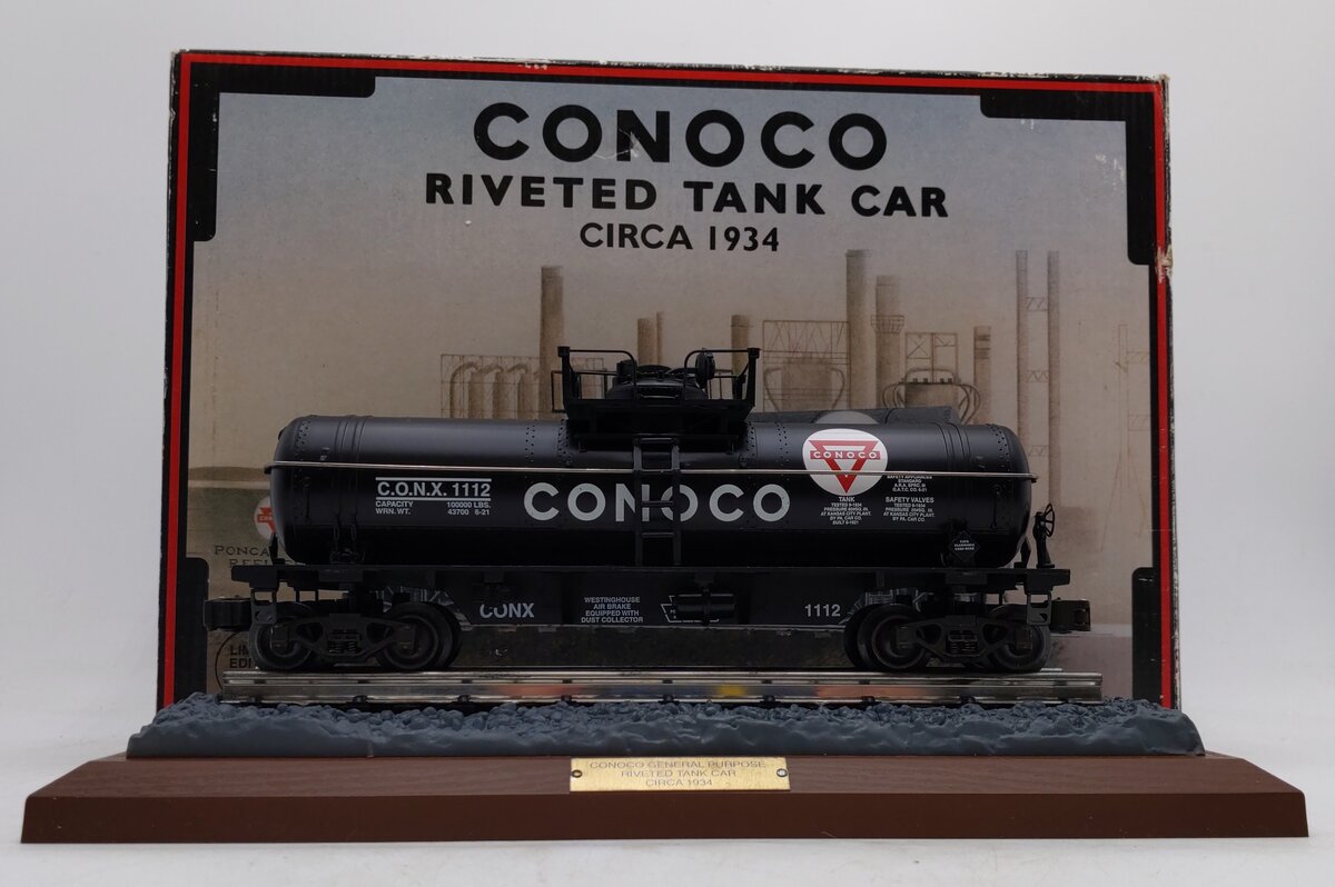 K-Line K-639104 O Gauge Conoco Riveted Tank Car/Bank EX/Box