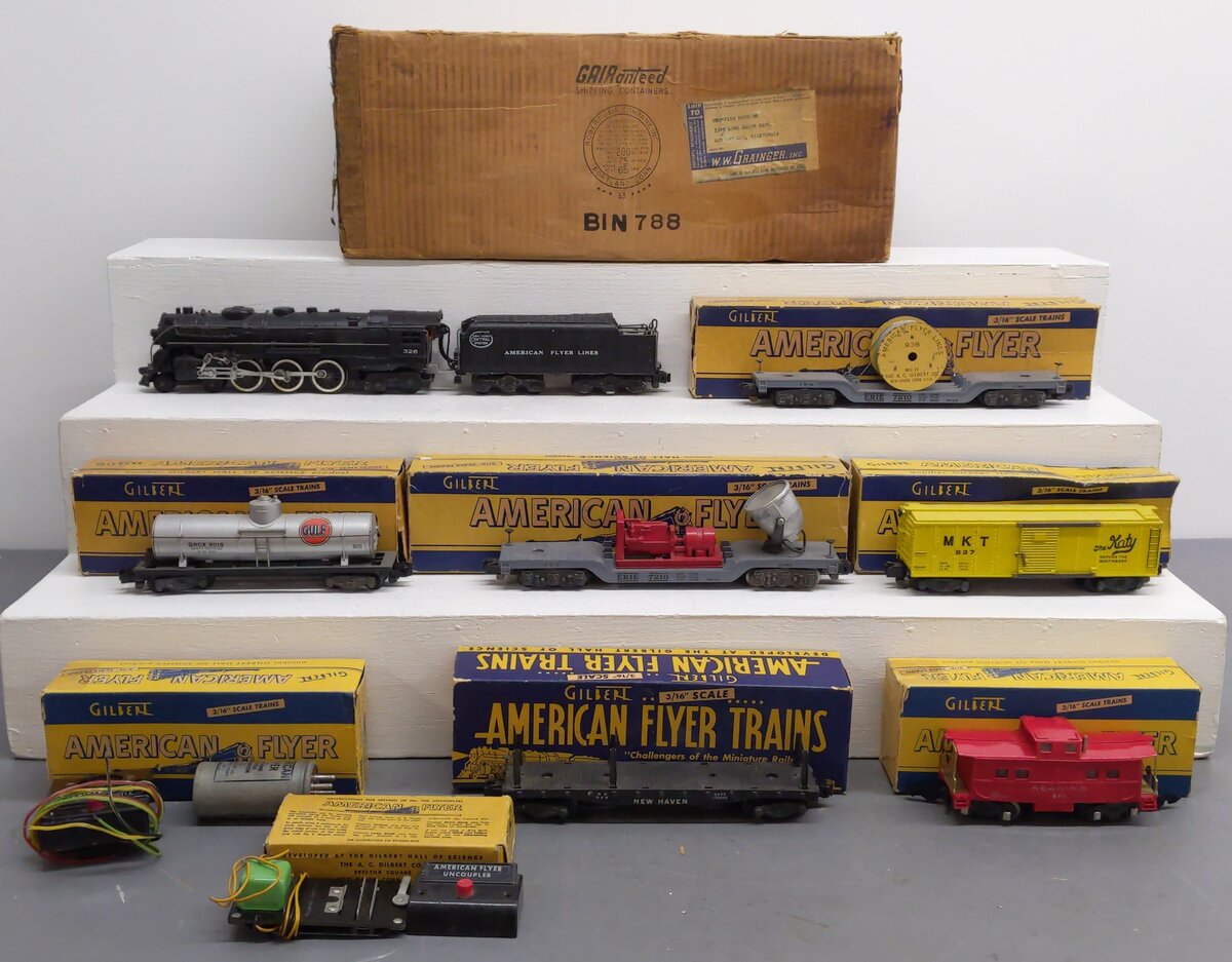 American Flyer K5352W Vintage S Pacemaker Set: 326 928 936 937 946 925 930 VG/Box
