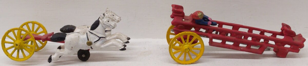 Vintage Cast-iron Horse & Fireman Carriage