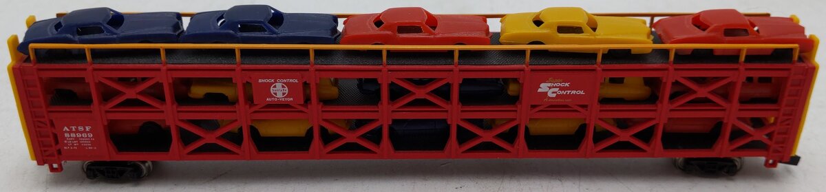 Bachmann 46502 N Atchison, Topeka & Santa Fe Tri-Level Open Auto Carrier #88969 EX