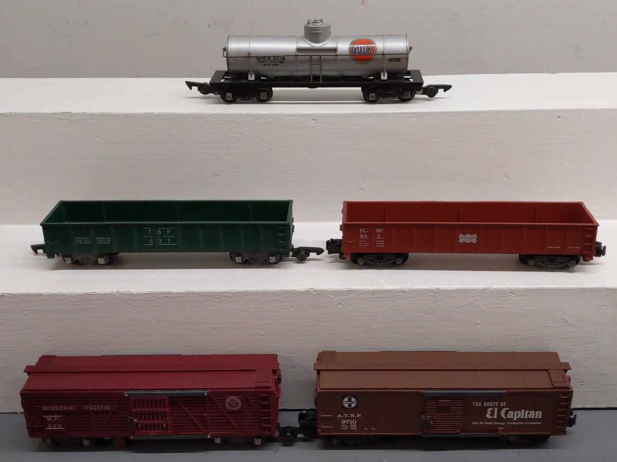 American Flyer S Gauge Assorted Freight Cars 629, 625G, 631, 4-9710, 941 [5] VG