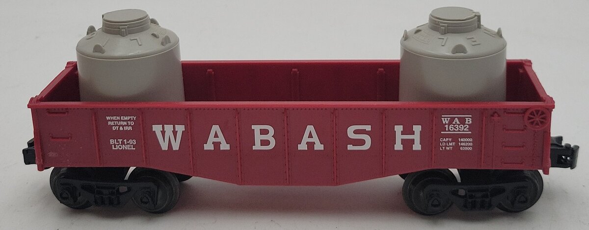 Lionel 6-16392 O Gauge Wabash Gondola With Canisters EX/Box