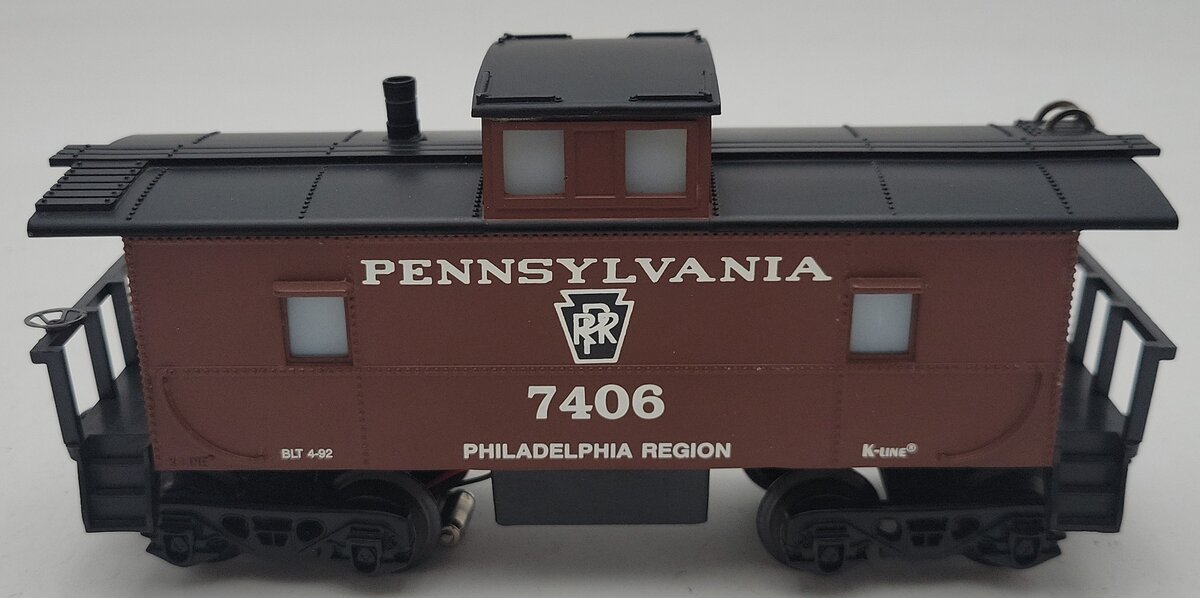 K-Line K7406 O Gauge Pennsylvania Caboose w/Smoke & Lights EX/Box