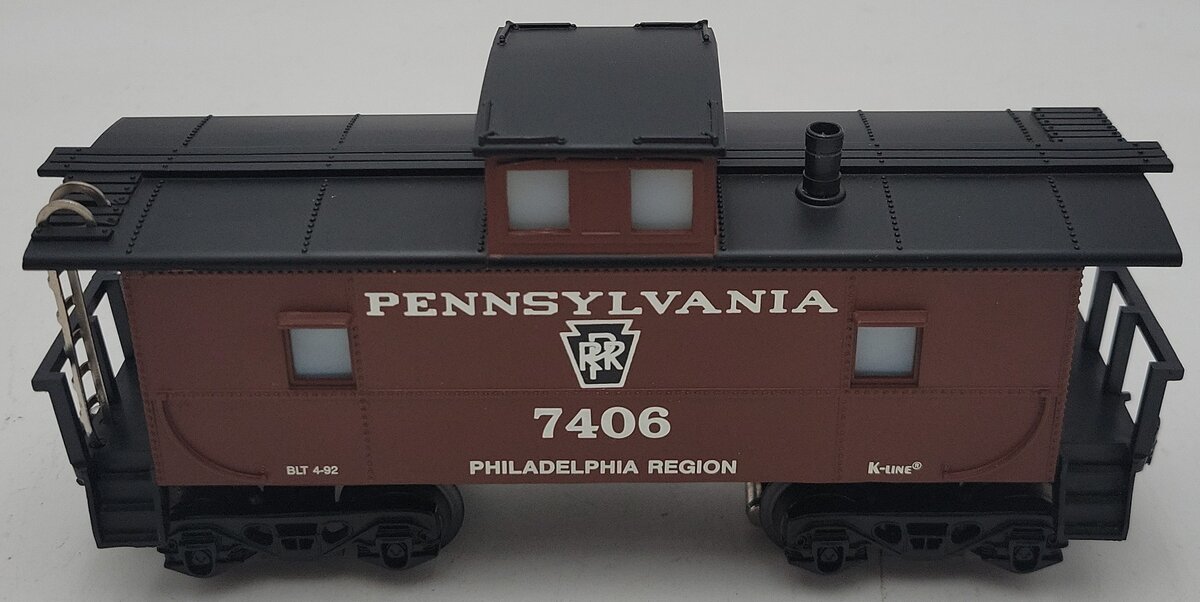 K-Line K7406 O Gauge Pennsylvania Caboose w/Smoke & Lights EX/Box