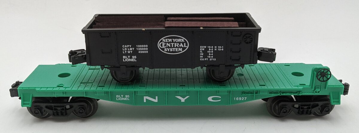 Lionel 6-16927 O Gauge New York Central Flatcar w/ Gondola & Wood Load EX/Box