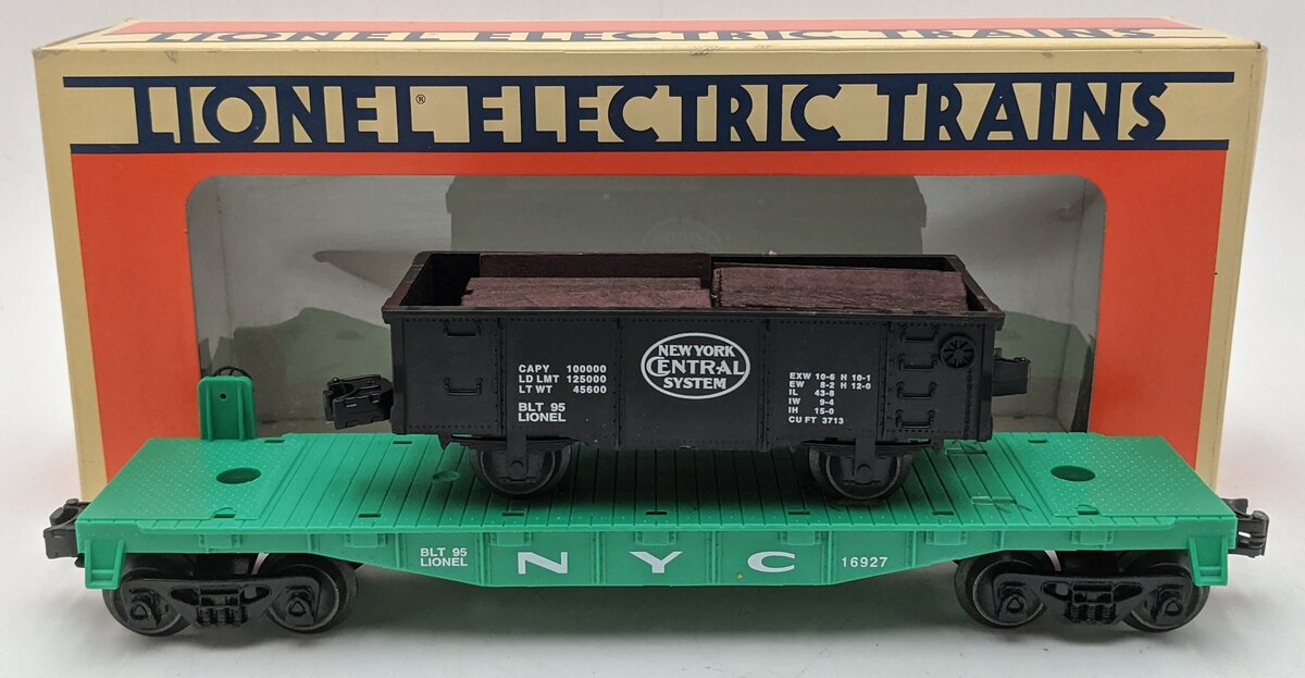 Lionel 6-16927 O Gauge New York Central Flatcar w/ Gondola & Wood Load EX/Box