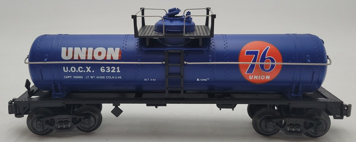 K-Line K6321 O Gauge Union 76 Single Dome Tank Car #6321 EX/Box