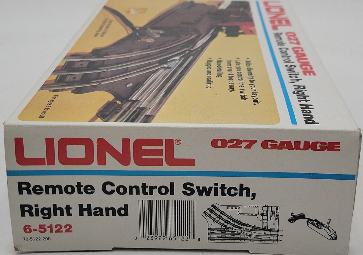Lionel 6-5122 027 Right Hand Remote Control Switch Turnout EX/Box