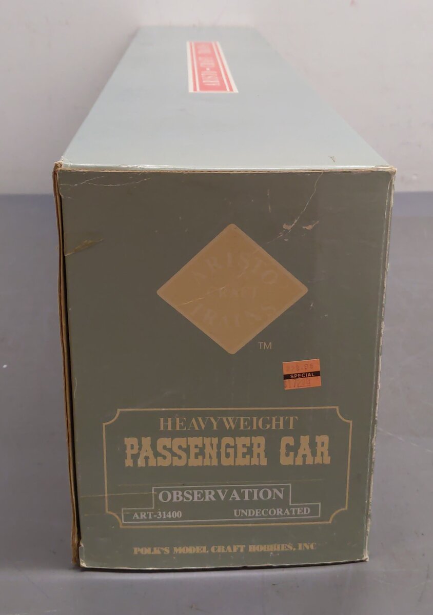 Aristo-Craft 31400 Undecorated Observation Car (Metal Wheels) LN/Box