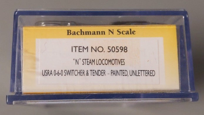Bachmann 50598 N Unlettered USRA 0-6-0 Switcher Steam Locomotive and Tender EX/Box