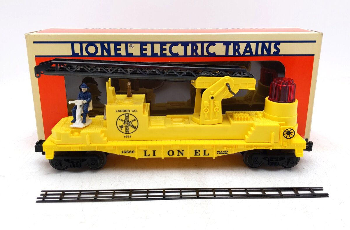 Lionel 6-16660 O Gauge Lionel Operating Fire Car With Ladders (Yellow) LN/Box