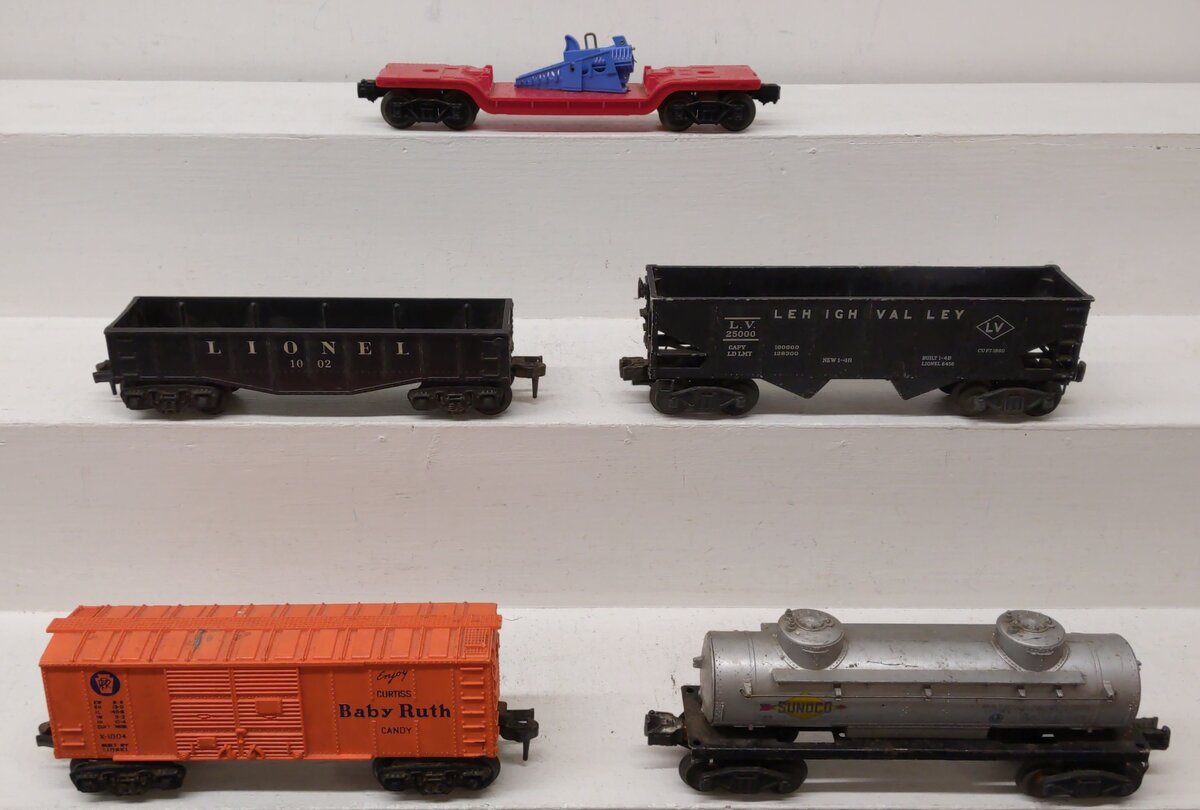Lionel Vintage O Freight Cars: X1004, 6465, 1002, 6456, 3309 [5] VG