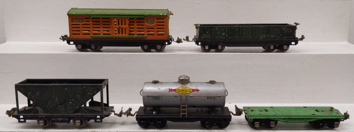 Lionel Vintage O Gauge Freight Cars: 651, 654, 803, 812, 813 [5] VG