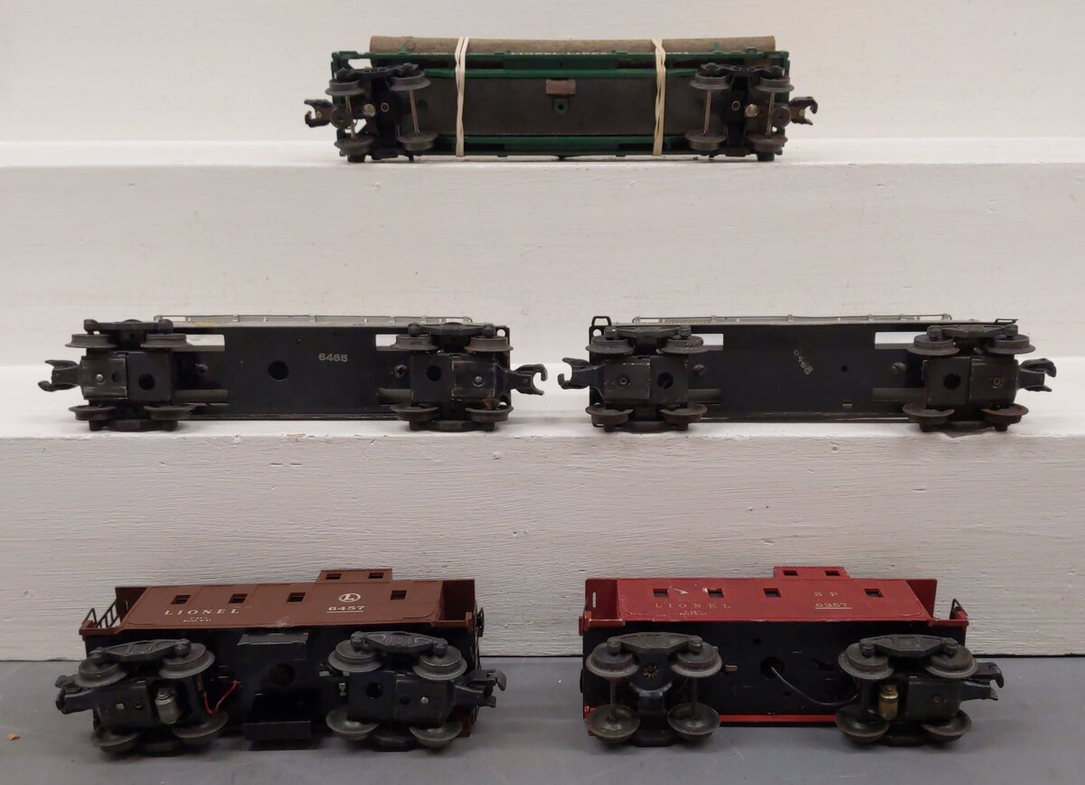 Lionel Vintage O Freight Cars: 6357, 6361, 6457, 6465, 6465 [5] VG