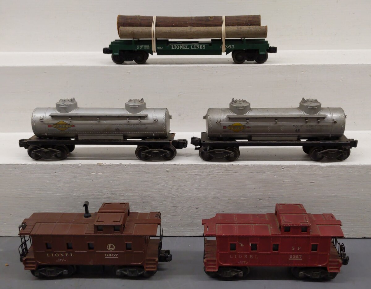 Lionel Vintage O Freight Cars: 6357, 6361, 6457, 6465, 6465 [5] VG