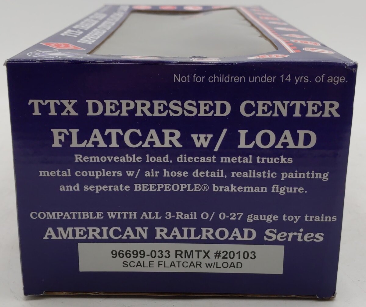 RMT 96699033 O Gauge RMTX Flat Car w/Beep Shell Load #20103 EX/Box