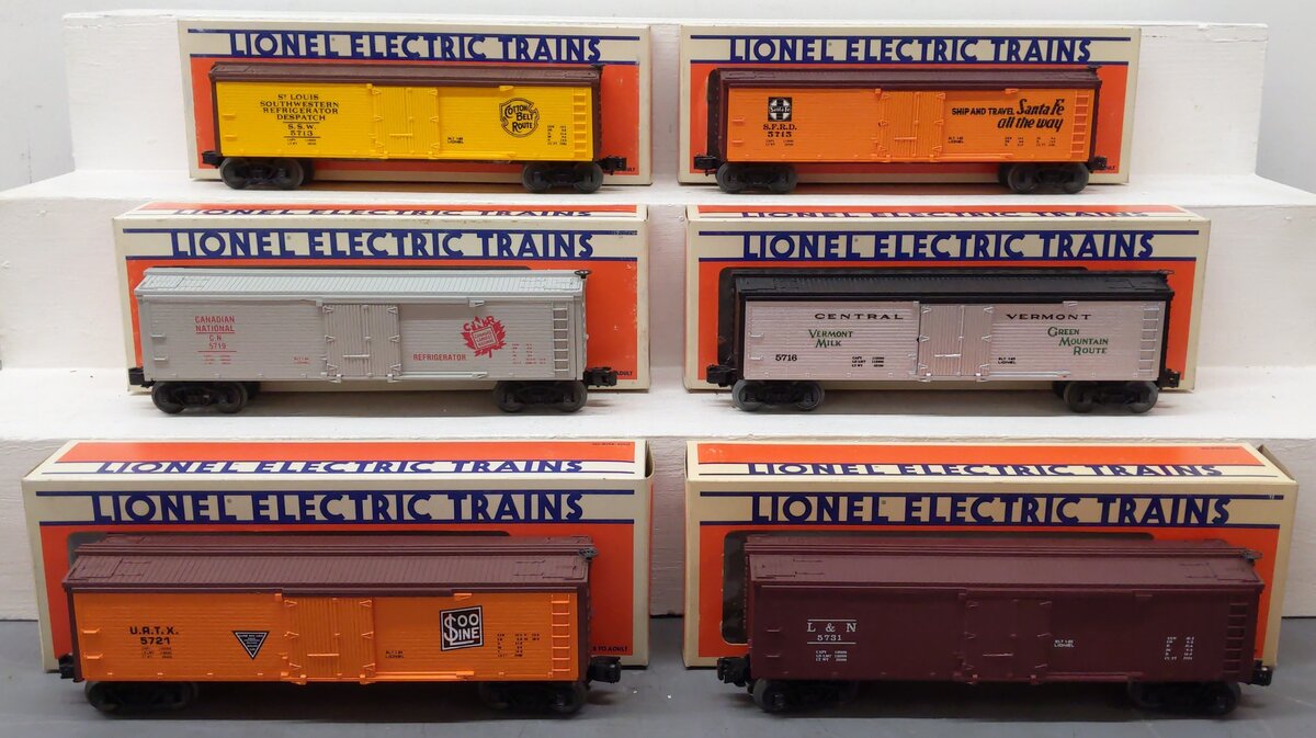 Lionel O Gauge Assorted Reefer Cars #5713,5715,5716,5719,5721,5731 [6] EX/Box