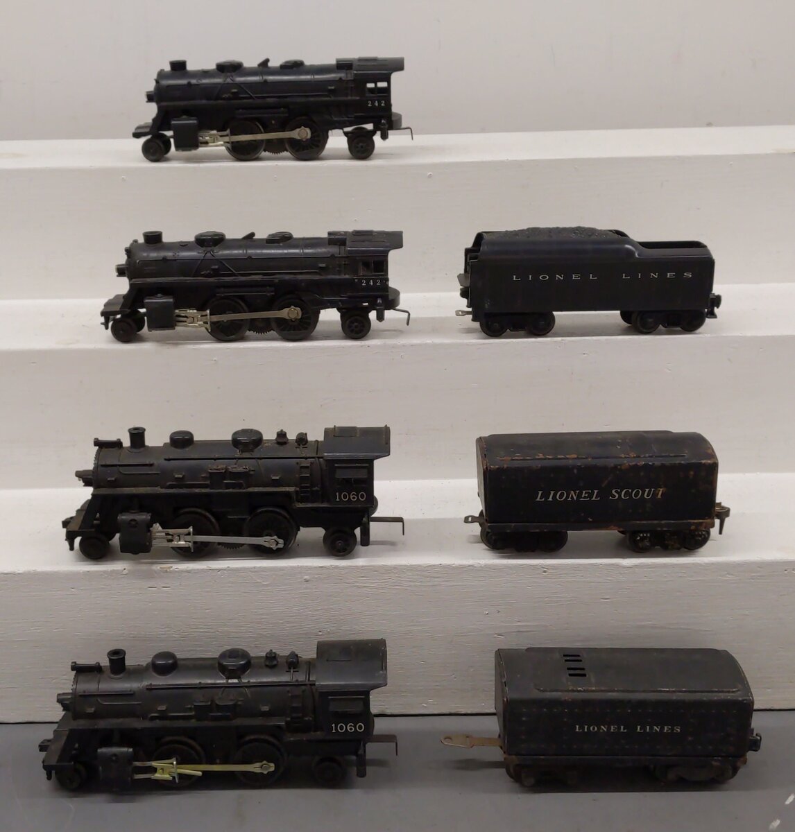 Lionel Vintage O Gauge Steam Locos & Tenders: 242, 242, 1060, 1060, 1689T [7] VG