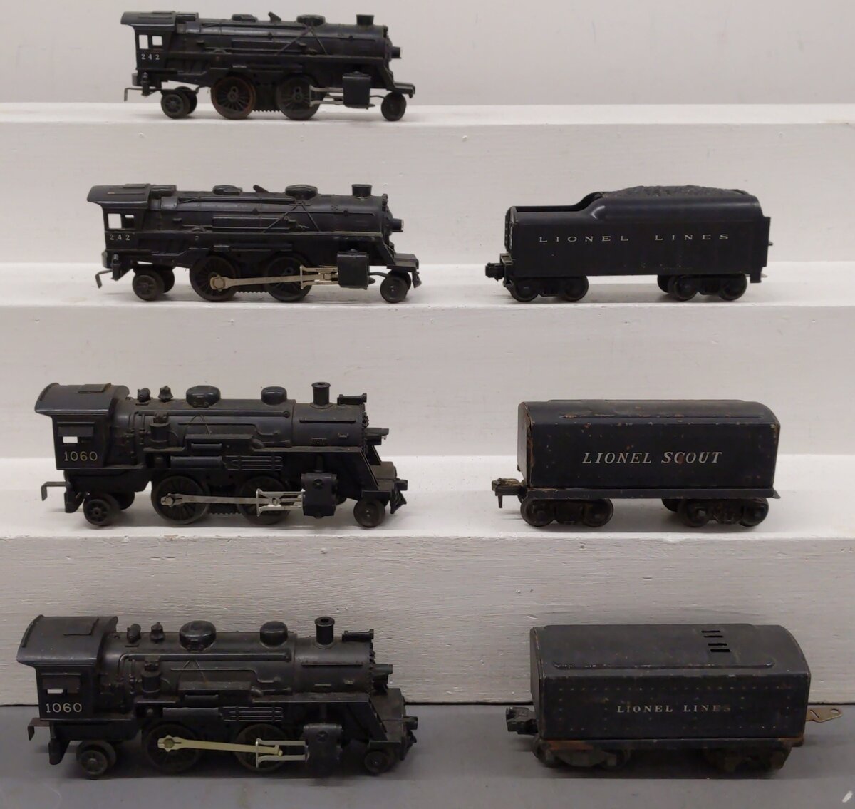 Lionel Vintage O Gauge Steam Locos & Tenders: 242, 242, 1060, 1060, 1689T [7] VG