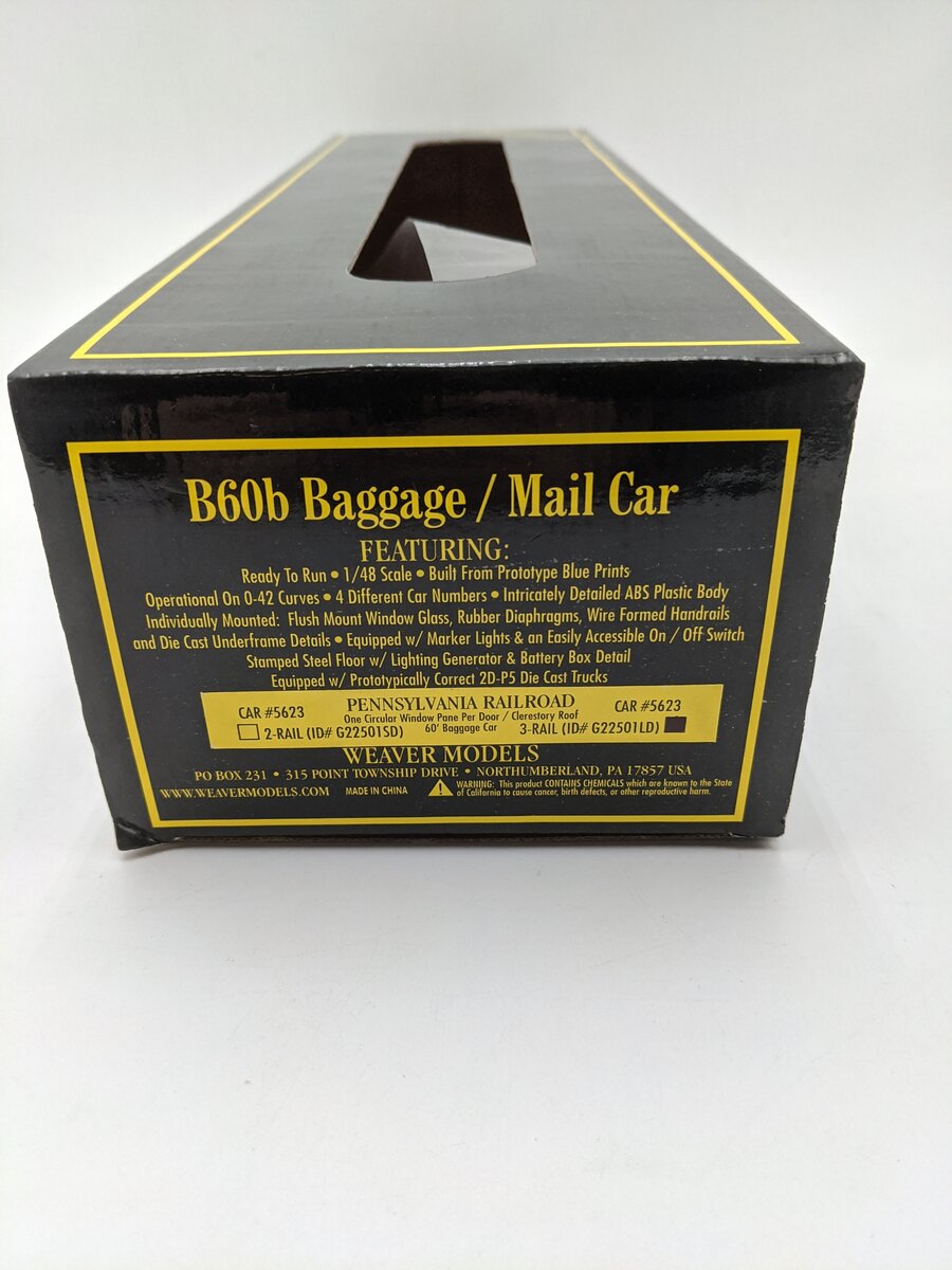 Weaver G22501LD Pennsylvania B60b Railway Post Office Car #5623 - 3 Rail EX/Box