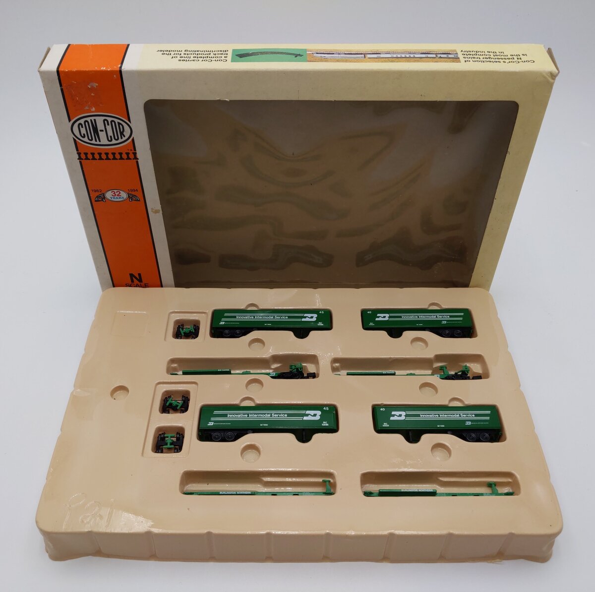 Con-Cor 0001-001904 Burlington Northern N Scale 4-Car Fuel Foiler Car Set LN/Box