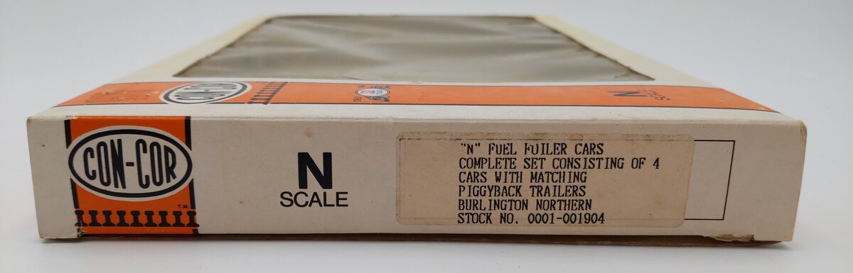 Con-Cor 0001-001904 Burlington Northern N Scale 4-Car Fuel Foiler Car Set LN/Box
