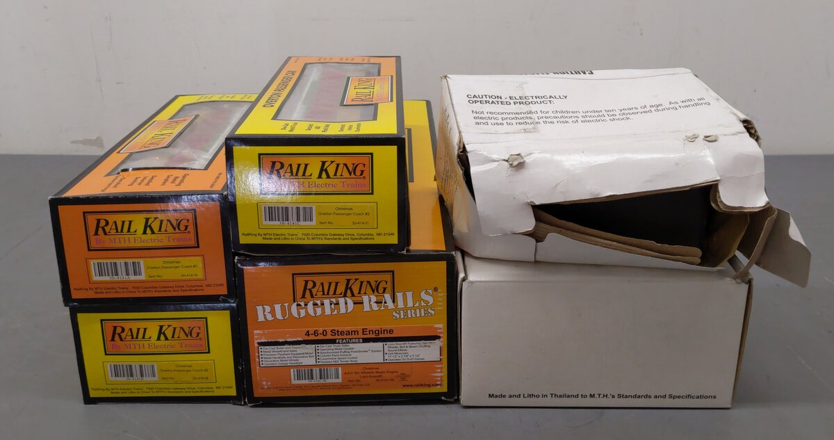 MTH 30-4141-0 O Christmas RailKing RTR 4-6-0 Steam Locomotive Set w/ LocoSound EX/Box
