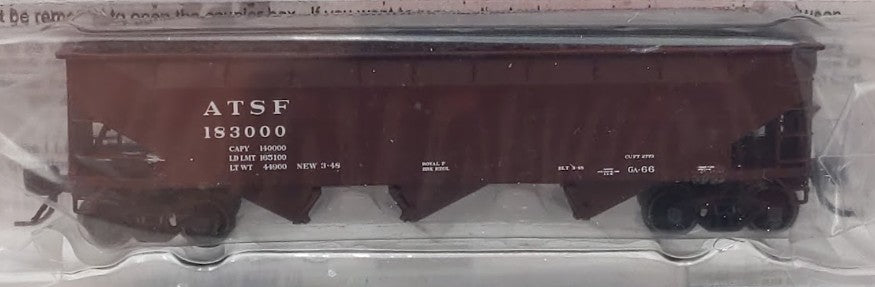 Bluford Shops BLU15-12 N Scale Santa Fe 3-Bay Offset Side Hopper Car 3-Pack NIB