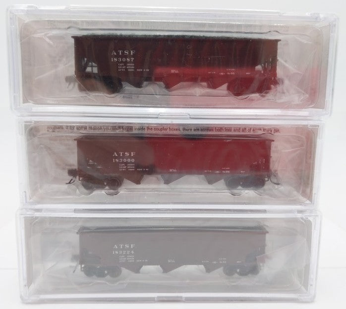 Bluford Shops BLU15-12 N Scale Santa Fe 3-Bay Offset Side Hopper Car 3-Pack NIB
