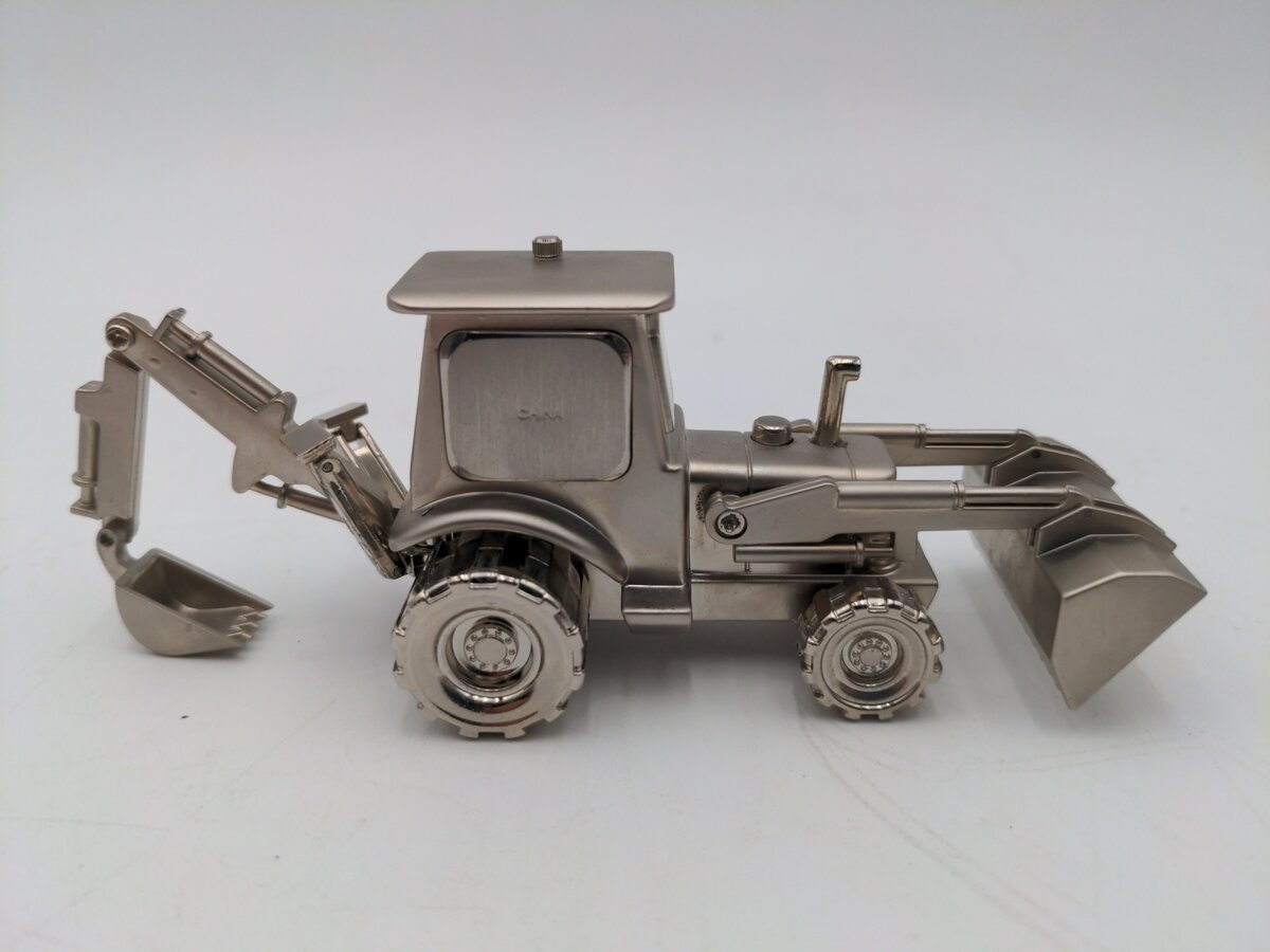 Xanadu Silver Alloy Metal Tractor Backhoe Quartz Desk Clock LN