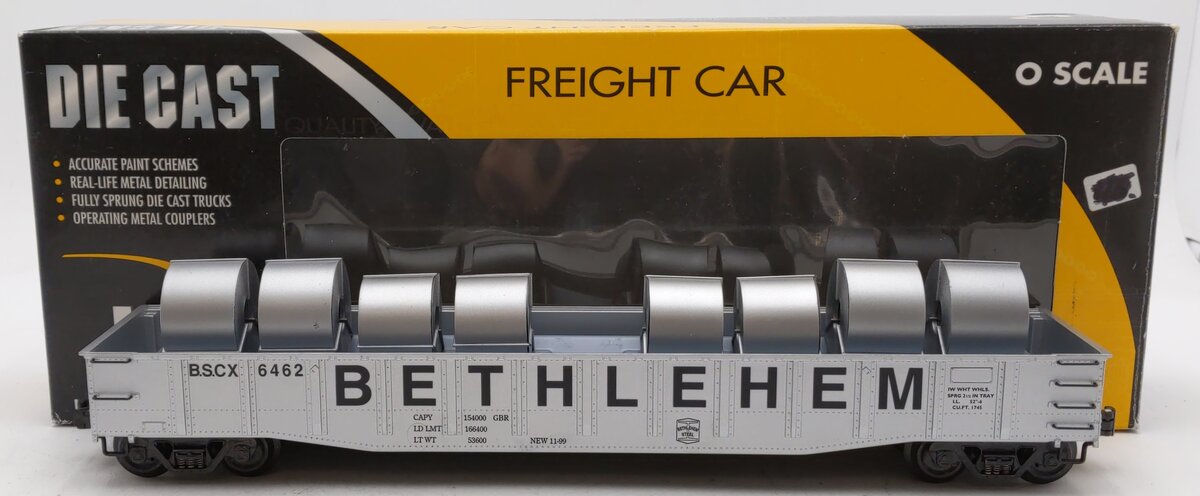 K-Line K652-8012 O Gauge Bethlehem Steel Gondola w/ Metal Coil Load #6462 EX/Box