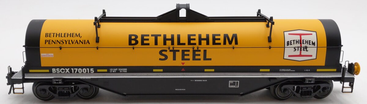 Atlas 3001716-4 O Bethlehem Steel. 0 42' Coil Steel Car #170015 (3 Rail) EX/Box