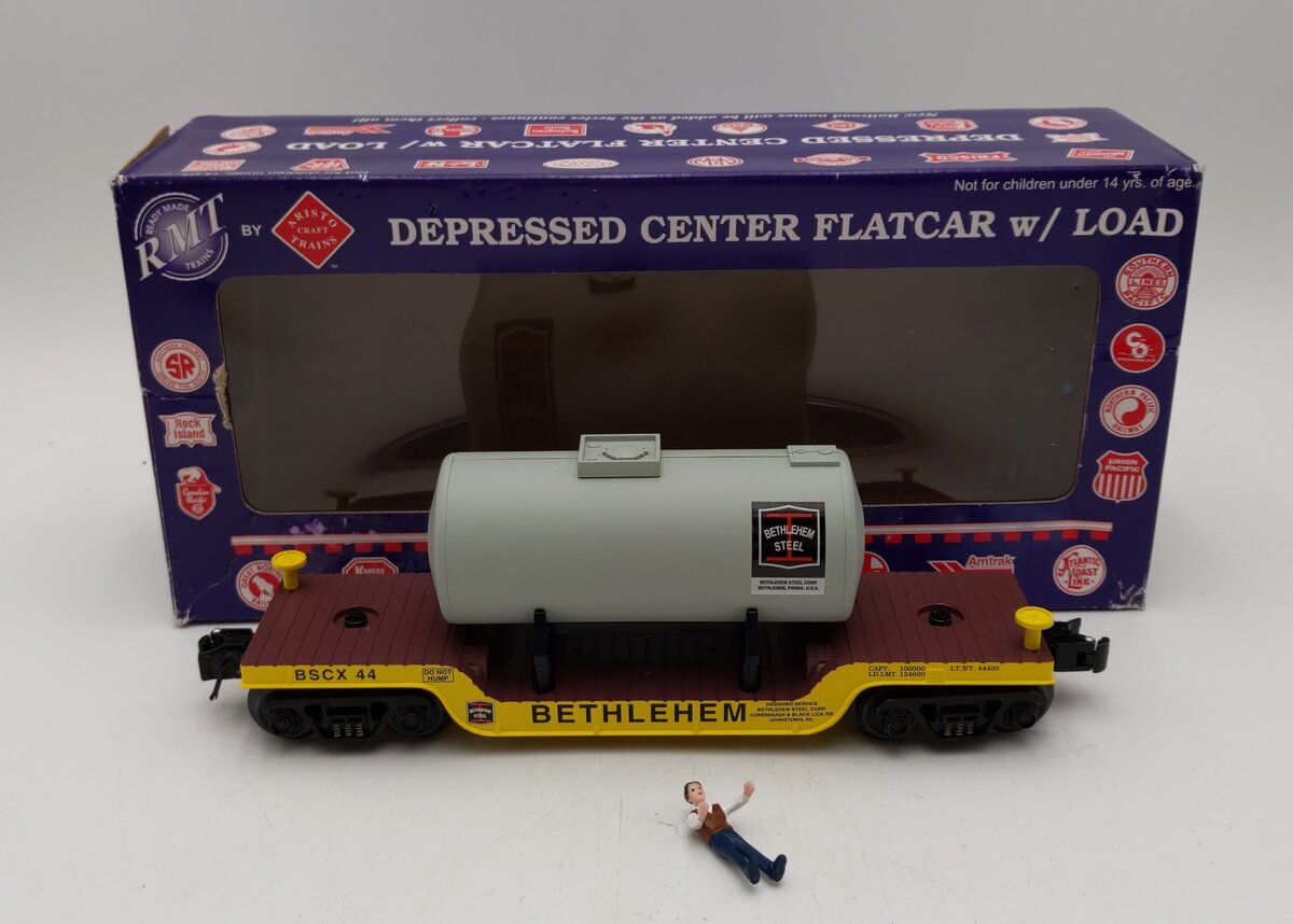 RMT 96519-1 O Gauge Bethlehem Steel-Lack Depressed Flatcar w/Load #44 LN/Box