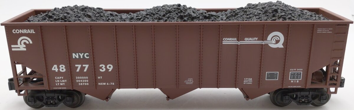 Lionel 6-17158 O Gauge Conrail 3-Bay Ribbed Hopper w/ Coal Load #487739 LN/Box