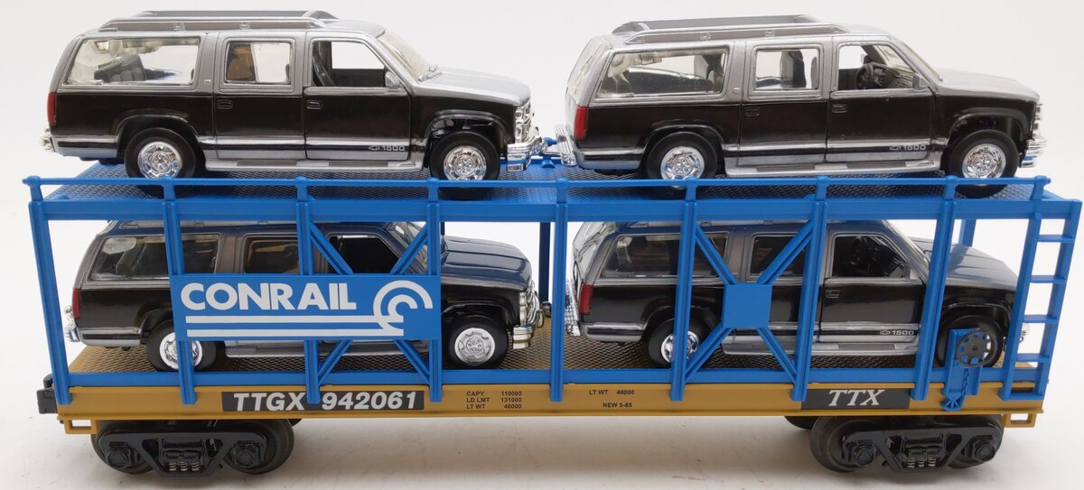 MTH 30-76094 O Conrail Auto Carrier Flatcar w/ Cars #94061 EX/Box