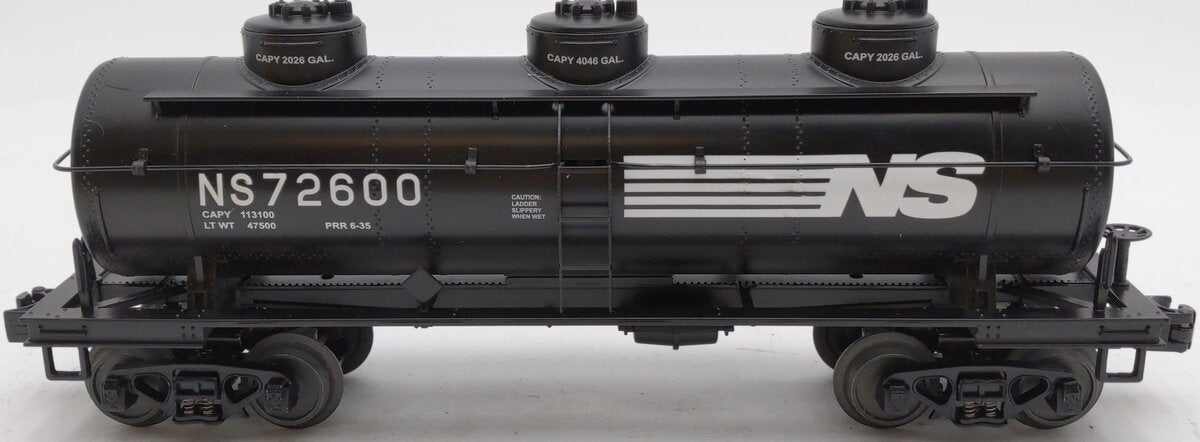 MTH 30-73192 O Gauge Norfolk Southern 3-Dome Tank Car #72600 EX/Box