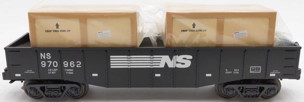 MTH 30-4219A O Gauge Norfolk Southern Gondola w/ 2 Crates #970962 LN/Box