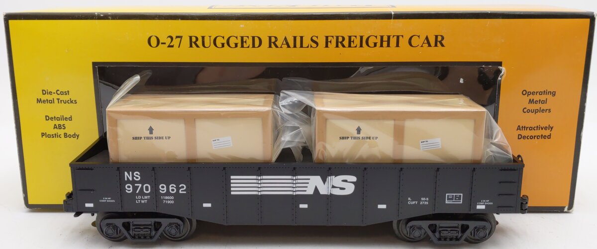 MTH 30-4219A O Gauge Norfolk Southern Gondola w/ 2 Crates #970962 LN/Box