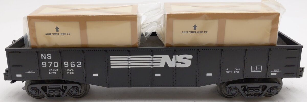MTH 30-4219A O Gauge Norfolk Southern Gondola w/ 2 Crates #970962 LN/Box