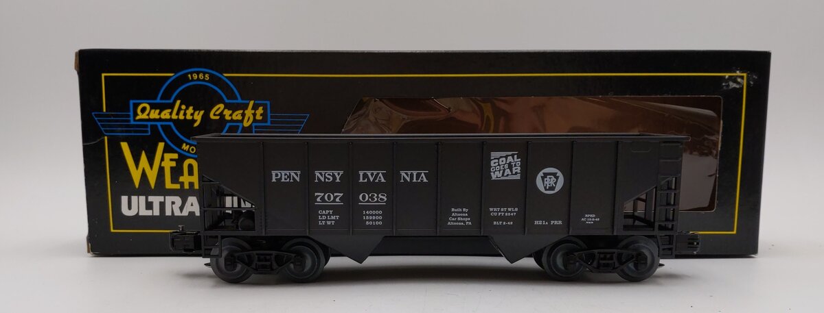 Weaver 707038 O Gauge PRR 2-Bay Ribbed Coal Car #707038 (3 Rail) LN/Box
