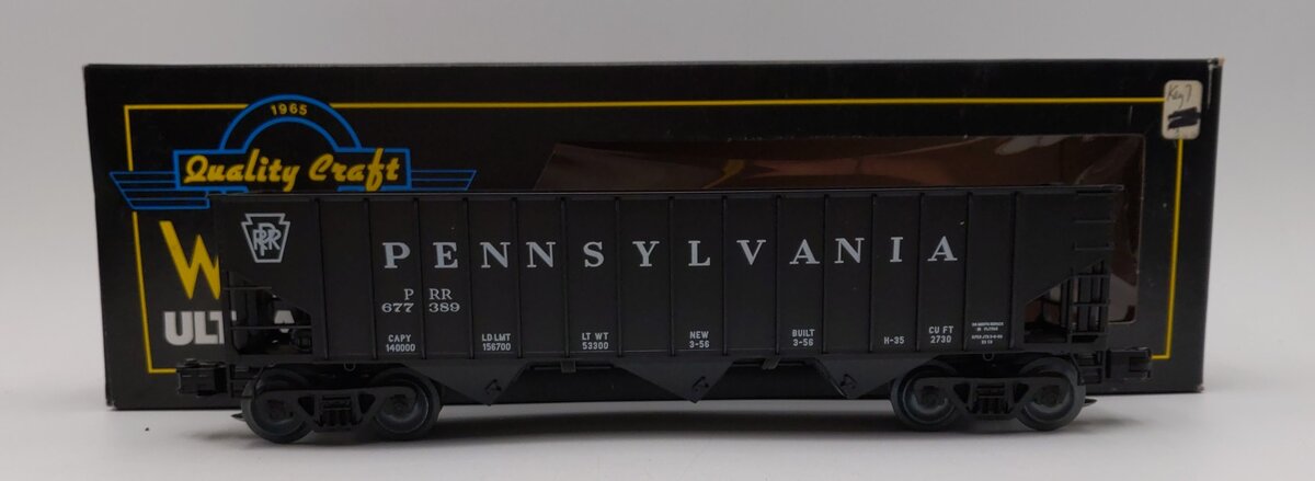 Weaver O Scale Pennsylvania Railroad 3 Bay 3 Rail Coal Car Hopper #677389 LN/Box