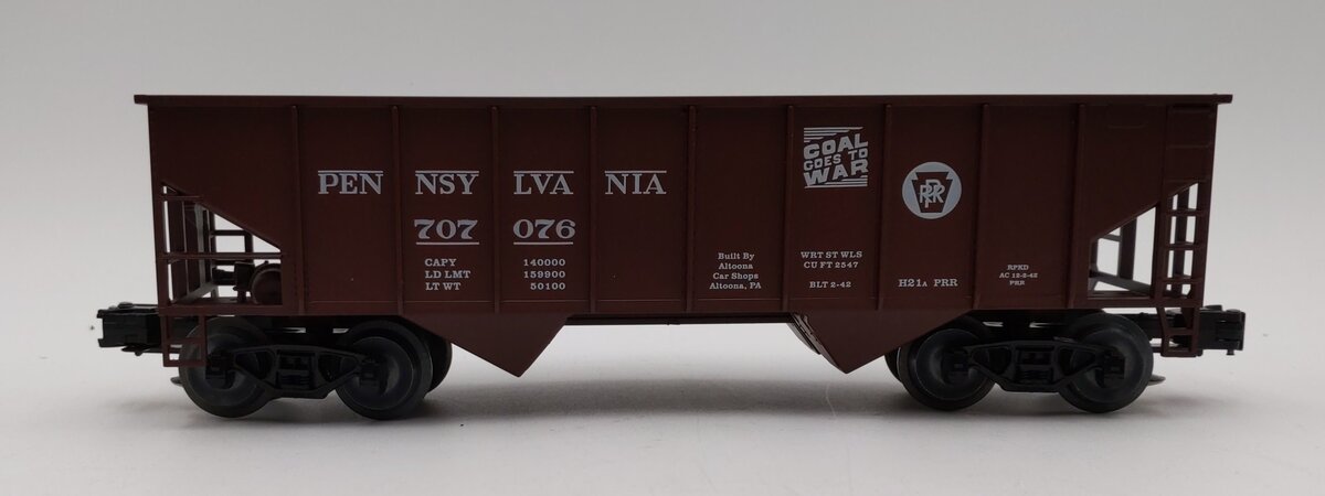 Weaver O Scale Pennsylvania Railroad 2 Bay 3 Rail Ribbed Coal Car #707076 LN/Box