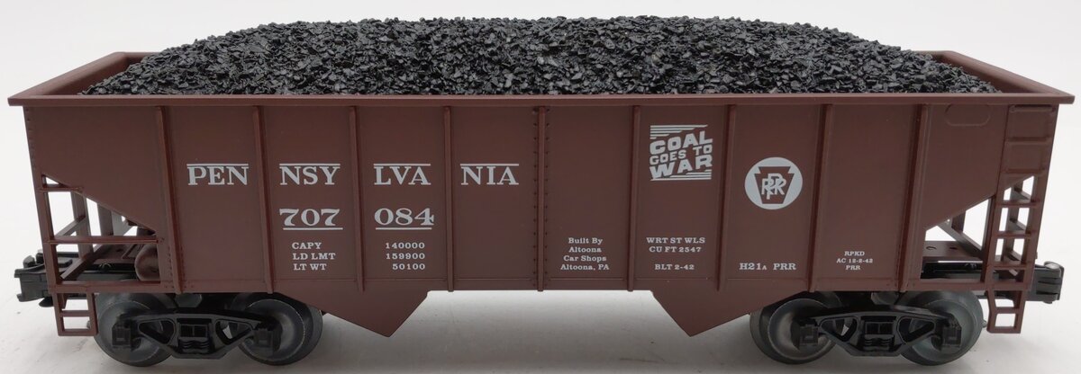Weaver 707084 O Gauge Pennsylvania Railroad 2-Bay Ribbed Coal Car (3-Rail) LN/Box