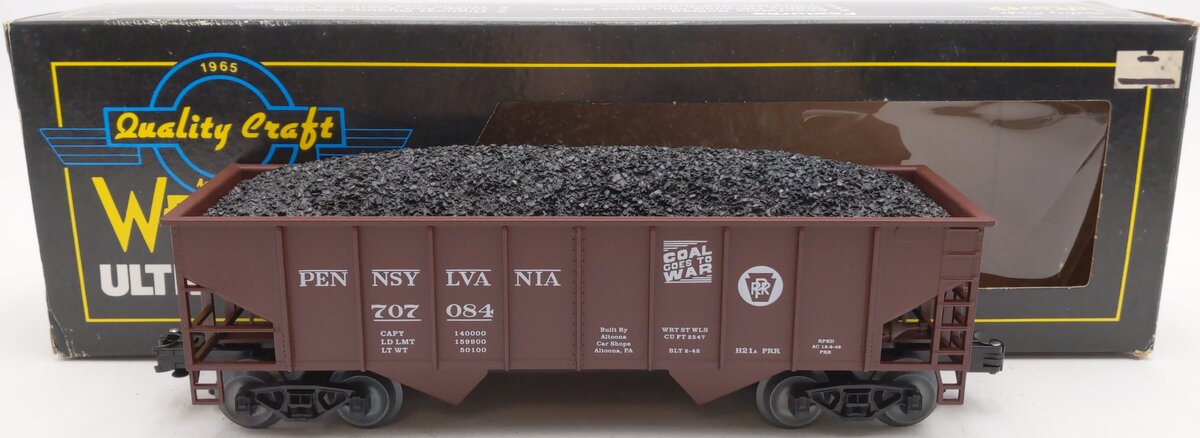Weaver 707084 O Gauge Pennsylvania Railroad 2-Bay Ribbed Coal Car (3-Rail) LN/Box