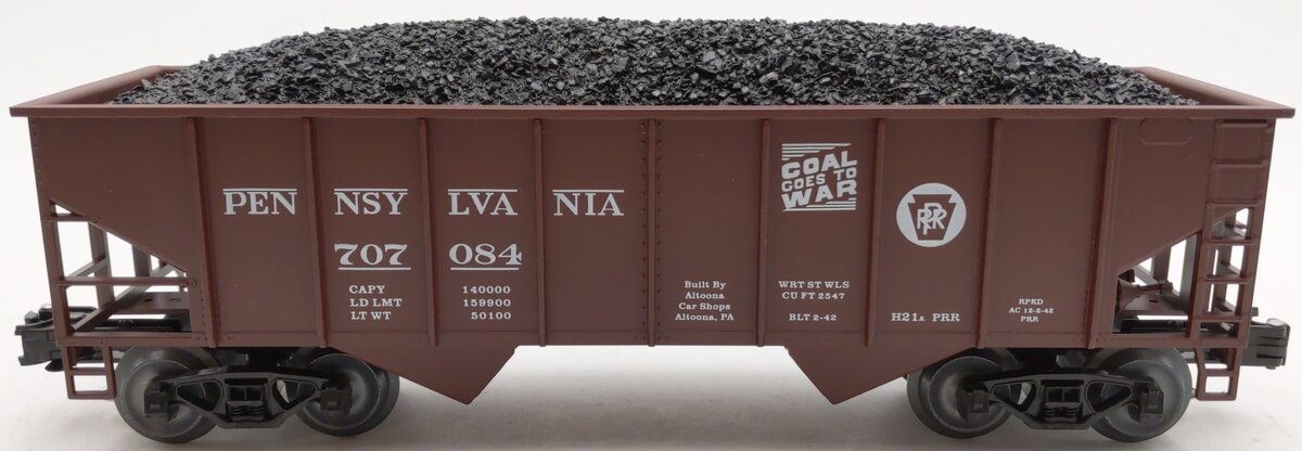 Weaver 707084 O Gauge Pennsylvania Railroad 2-Bay Ribbed Coal Car (3-Rail) LN/Box