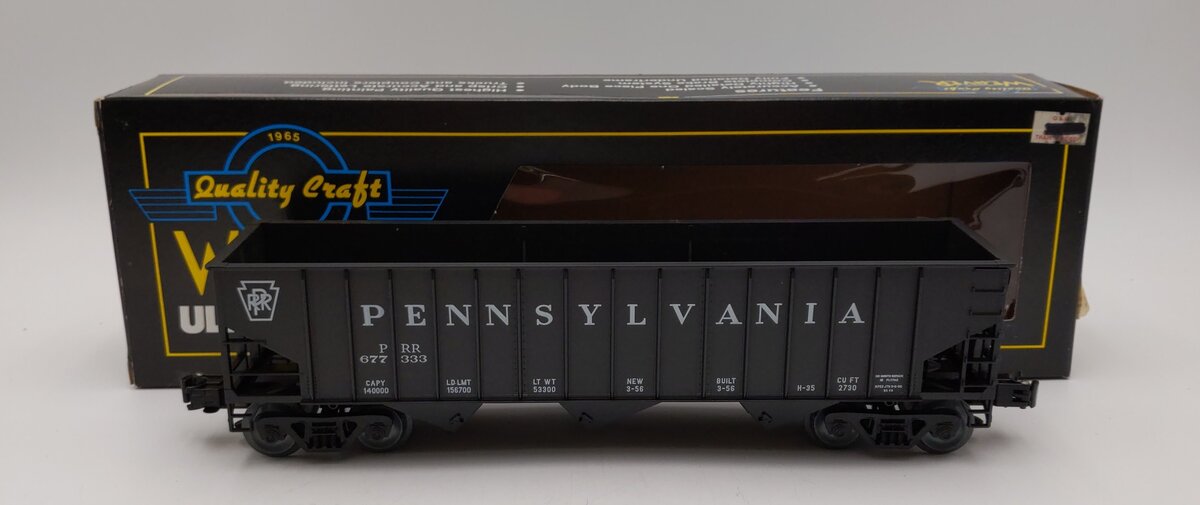 Weaver O Scale 3 Bay 3 Rail Pennsylvania Railroad Coal Car Hopper #677333 LN/Box